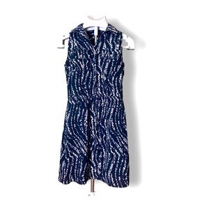 Mario Serrani draw string waisted dress blue and white Small